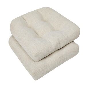 Cream Tufted Seat Cushions-Set of 2